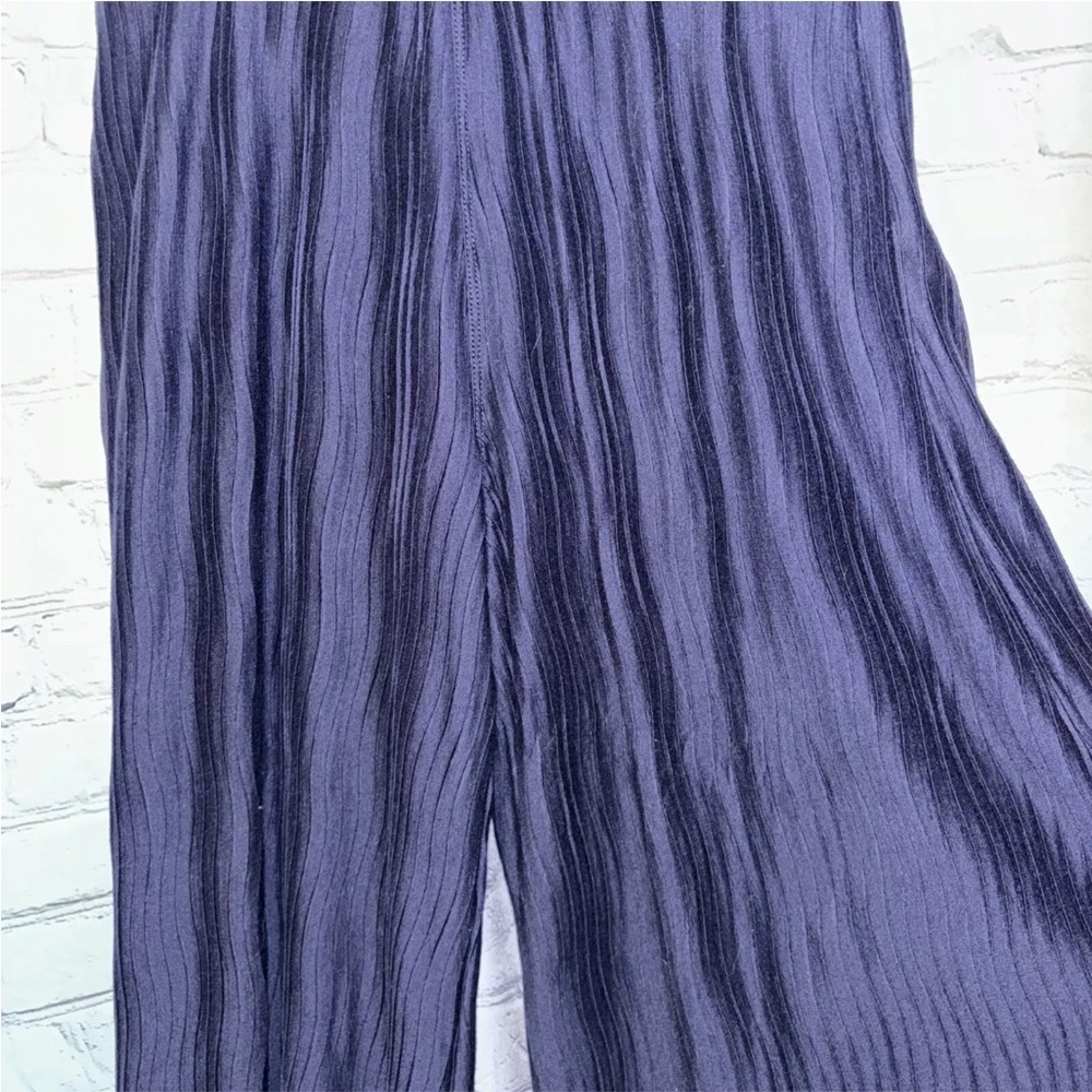 Anthropologie Delano Knit Wide Leg Pants Pull-On Blue Wavy Women’s Size XS - Picture 4 of 7